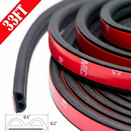 

33FT B-Shape Rubber Car Door Seal Strip Hollow Edge Guard Weatherstrip Universal