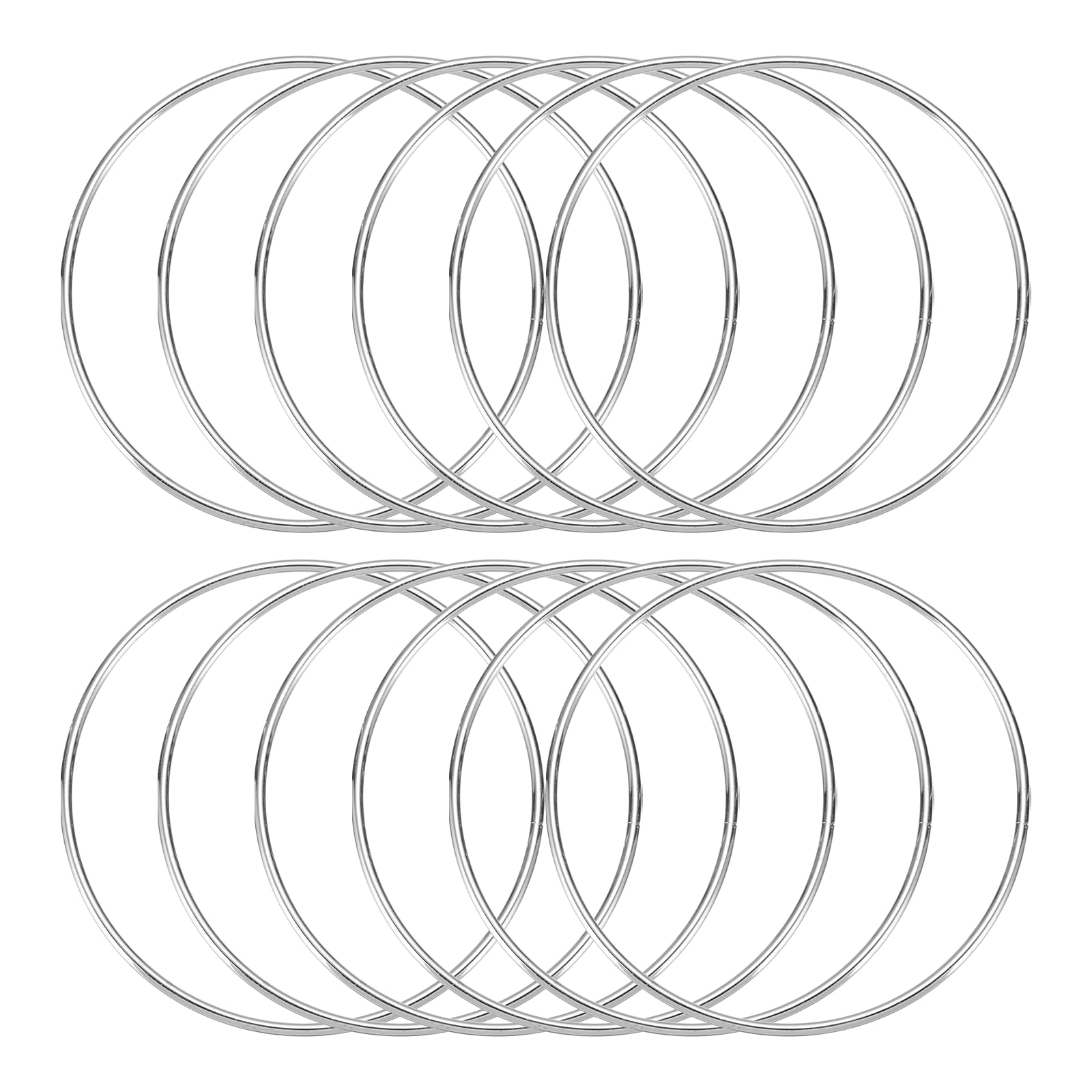 Uxcell 12 Pcs Dream Catcher Rings,Metal Crafts Hoops Floral Hoop 4.3 Inch Macrame Hoops Rings for DIY Crafts Wreath Making Supplies Plant Hangers,Silver