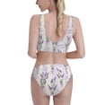 thumbnail image 3 of Fotbe Lavender Flowers Women's High Waisted Bikini Tankini Sets Two Piece Bathing Suits High Cut Scoop Neck Swimsuit-Large, 3 of 8