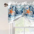 thumbnail image 5 of Summer Ocean Tie Up Valances Curtain, Adjustable Kitchen Coastal Starfish Conch Shell Seaweed Blue Stripe Valances for Windows Decor, Rod Pocket Short Curtains Set for Bedroom/Bathroom, 60"x18", 5 of 9