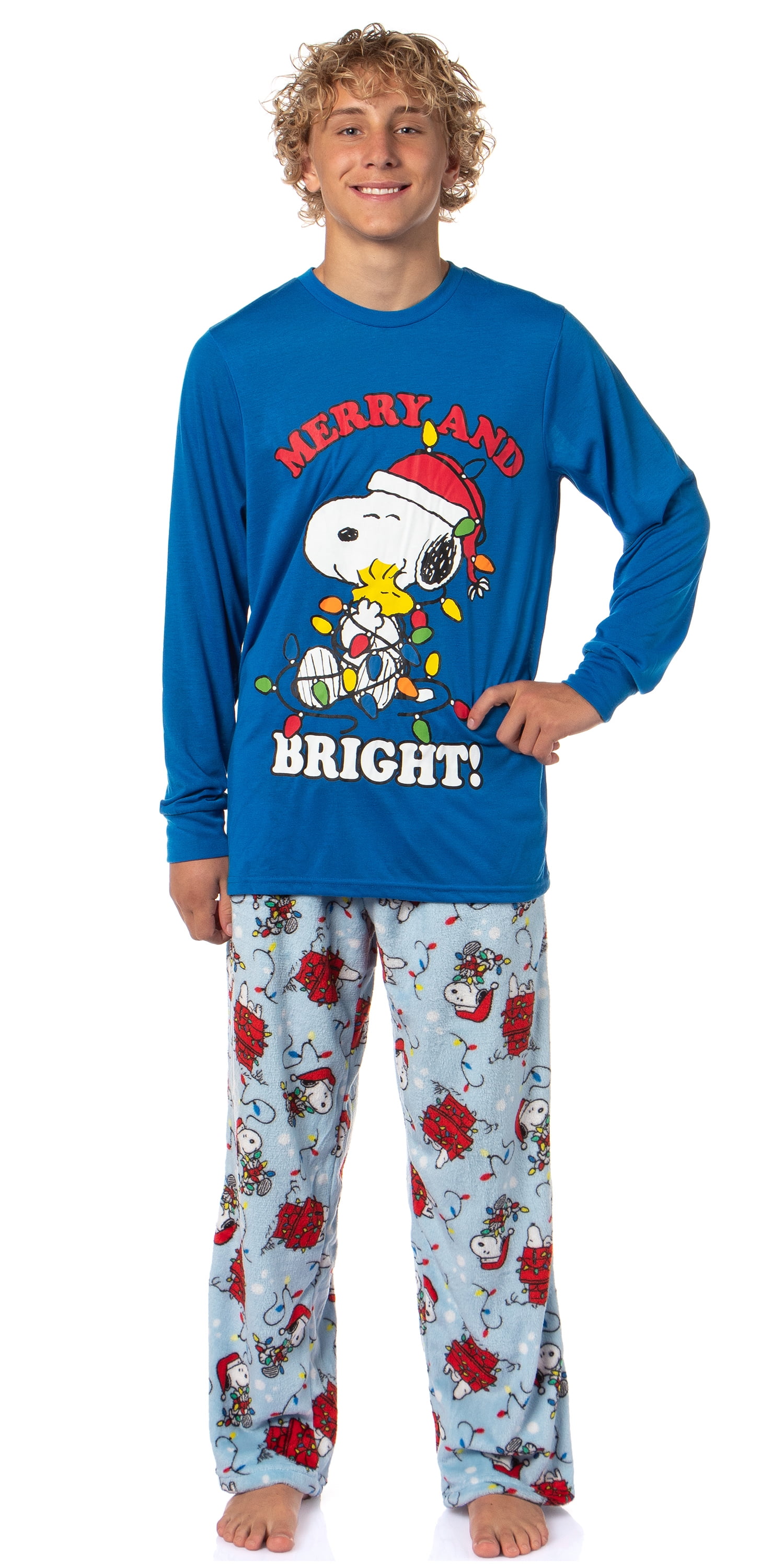 Snoopy & Woodstock Plush Fleece Pajama Pants For Women - Holiday Lights Print, Cozy Lounge Sleepwear