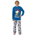 thumbnail image 2 of Peanuts Christmas Pajamas Men's Snoopy Woodstock Merry & Bright Holiday AOP Fleece Pajama Pant 2-Piece Pajama Set, 2 of 7