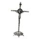 thumbnail image 5 of Crucifijo de pie con base Figura de crucifijo Estatua Oración Mesa religiosa Cruz retro plata, 5 of 9