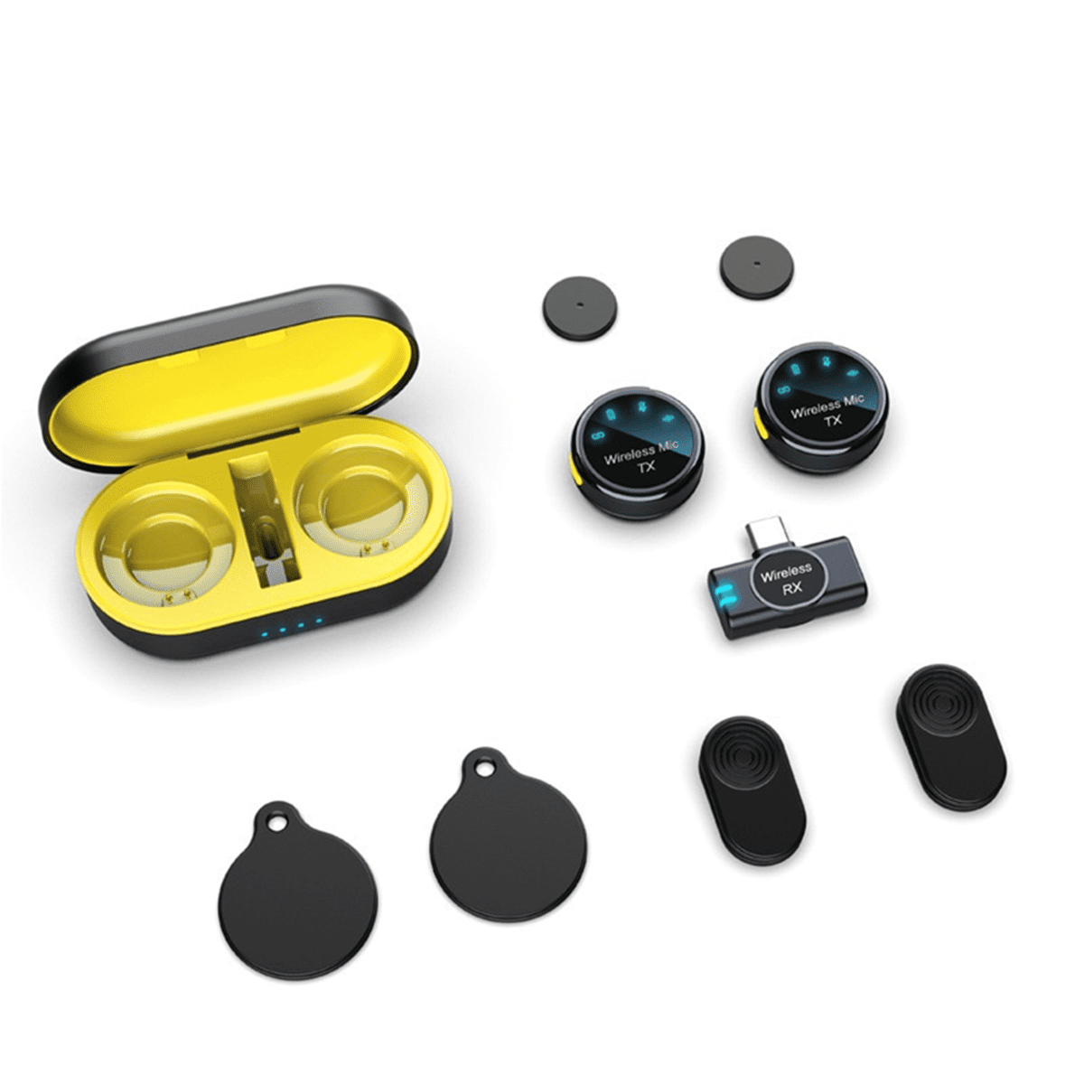 Magnetic Wireless Lavalier Microphone Audio Video Recording Microphone Noise Reduction with Charging Case Type C