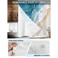 thumbnail image 5 of No Hook Shower Curtain with Snap-in Liner, Blue Teal Beach Coastal Waterproof Fabric Bathroom Curtains, Summer Nautical Seaside Ocean Bath Curtains & Mesh Top Window Stand Up Stall Narrow 36"x78", 5 of 9
