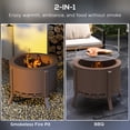 thumbnail image 6 of Outdoor Smokeless Fire Pit Tabletop with Grill Grate&Fire Poker for Outside Camping, Wood Burning, Bronze, 6 of 8