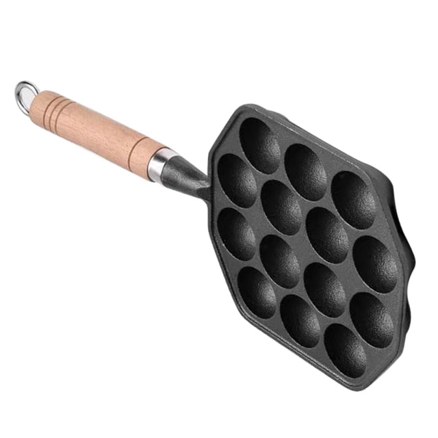Molde para bolas de carne de pulpo, bandeja para Takoyaki de 14 agujeros, bandeja para hornear Takoyaki de hierro fundido, bandeja para bolas de panqueques, apariencia llamativa