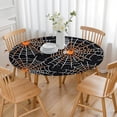 thumbnail image 3 of Halloween Spider Webs with Orange Spiders Round Fitted Tablecloth with Elastic Edge,Dining Table Cover Waterproof,Outdoor Round Tablecloth for Camping,Dining,Indoor and Outdoor, 3 of 7