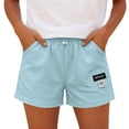 thumbnail image 2 of Shorts for Women JIANLAI Knee Length Casual Wide Leg Drawstring Hiking Work Summer Cargo Shorts with Pockets S-3XL Light blue, 2 of 4