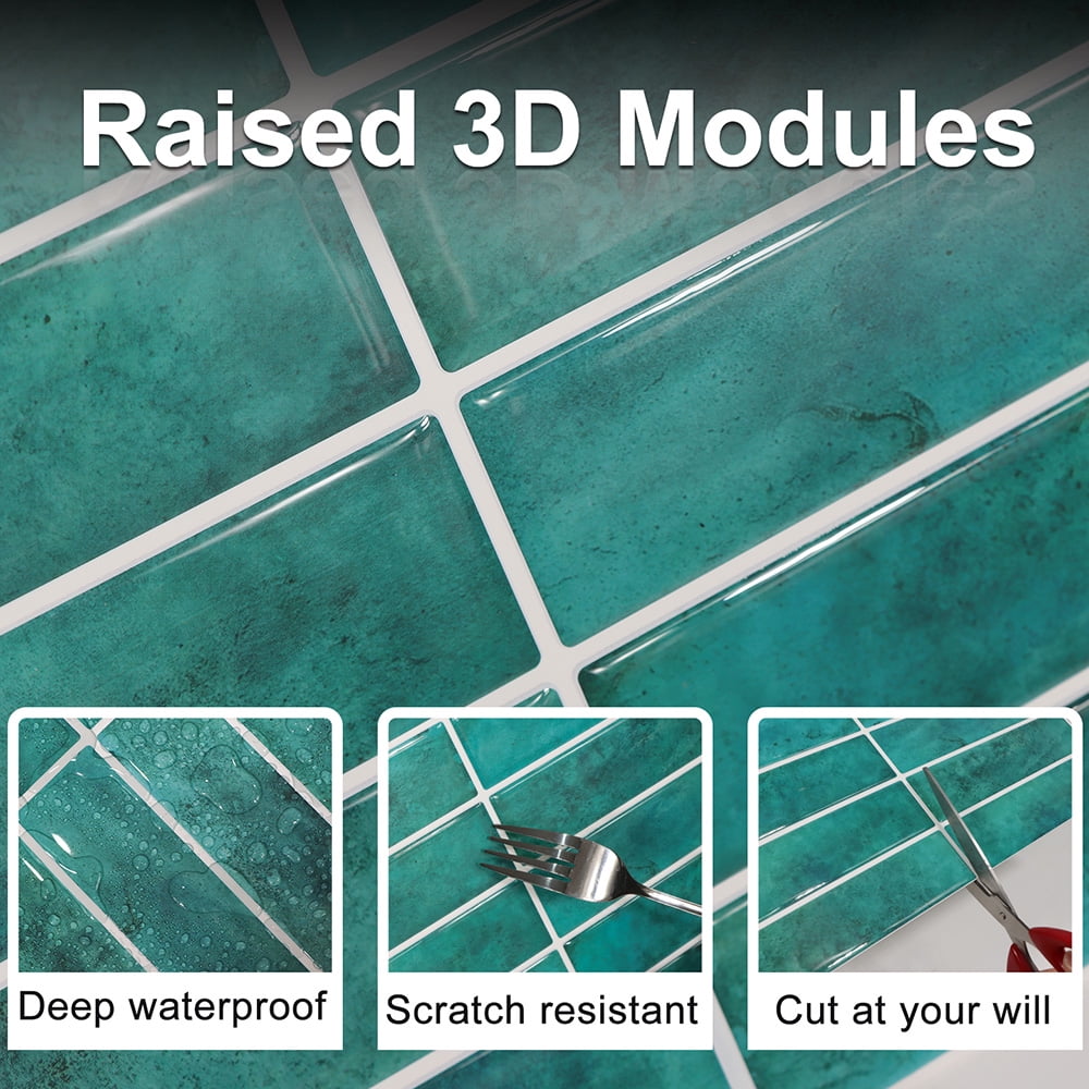 Clever Mosaics Self Adhesive Vinyl Decal Premium Finger Tile Backsplash for Kitchen Bathroom (10-Sheet)