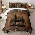 thumbnail image 2 of meiyoeat Jungle Deer Silhouette Bed Spread Queen For Boys,Rustic Farmhouse Hunting Queen Coverlet Set For Kids,3pcs, 2 of 7