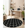 thumbnail image 7 of Unique Loom Trellis Frieze Collection Area Rug - Rounded (7' 10" Round Black/Ivory), 7 of 7
