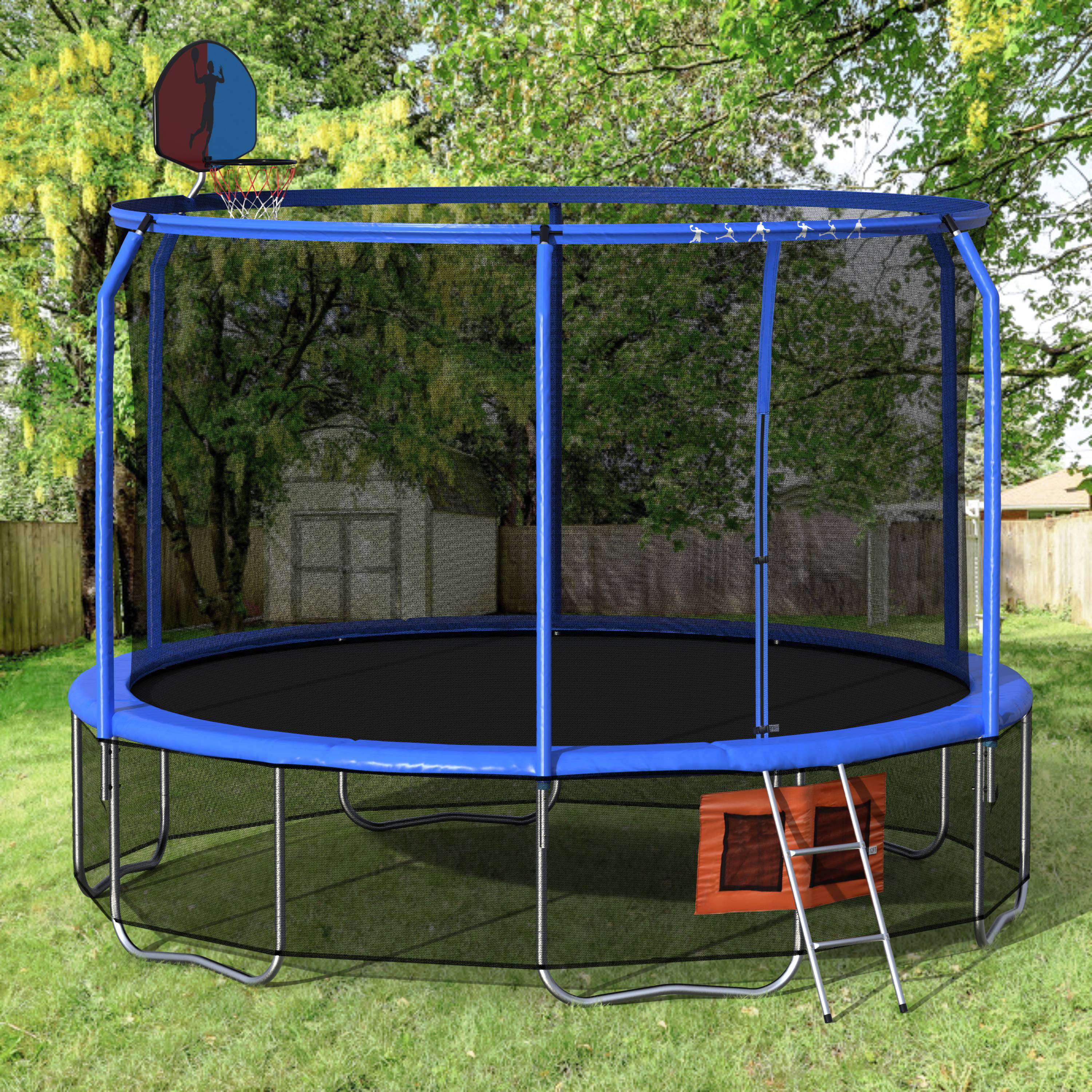 12ft Trampoline with Enclosure, New Upgraded Kids Outdoor Trampoline