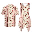 thumbnail image 6 of Psesaysky Love Heart Stripe Mens Shorts Sleeve Shirt &Womens Sleeveless Flowy Tunic Dress Valentine's Day Couples Matching Hawaiian Luau Outfit His and Her Outfits with Pockets, 6 of 7
