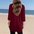 thumbnail image 4 of Women'S Tops, 3/4 Sleeve Casual Tshirt V Neck Loose Fit Tops With Pockets Trendy For Women 2025 Business Casual Tops Gym Crop Tops Blouses Dressy Casual Low Tops Shirt (XXL, Wine) ZMTing, 4 of 4