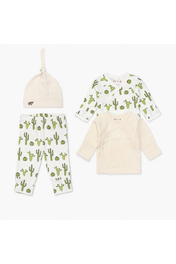 M+A by Monica + Andy Organic Cotton Gender Neutral Baby Welcome Home Cuddle Box, Sizes Preemie - 3 Months