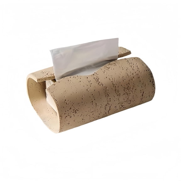 Stone Tissue Box, Minimalist Textured Catchall Tray For Living Room Desk, Handcrafted Home Decor.