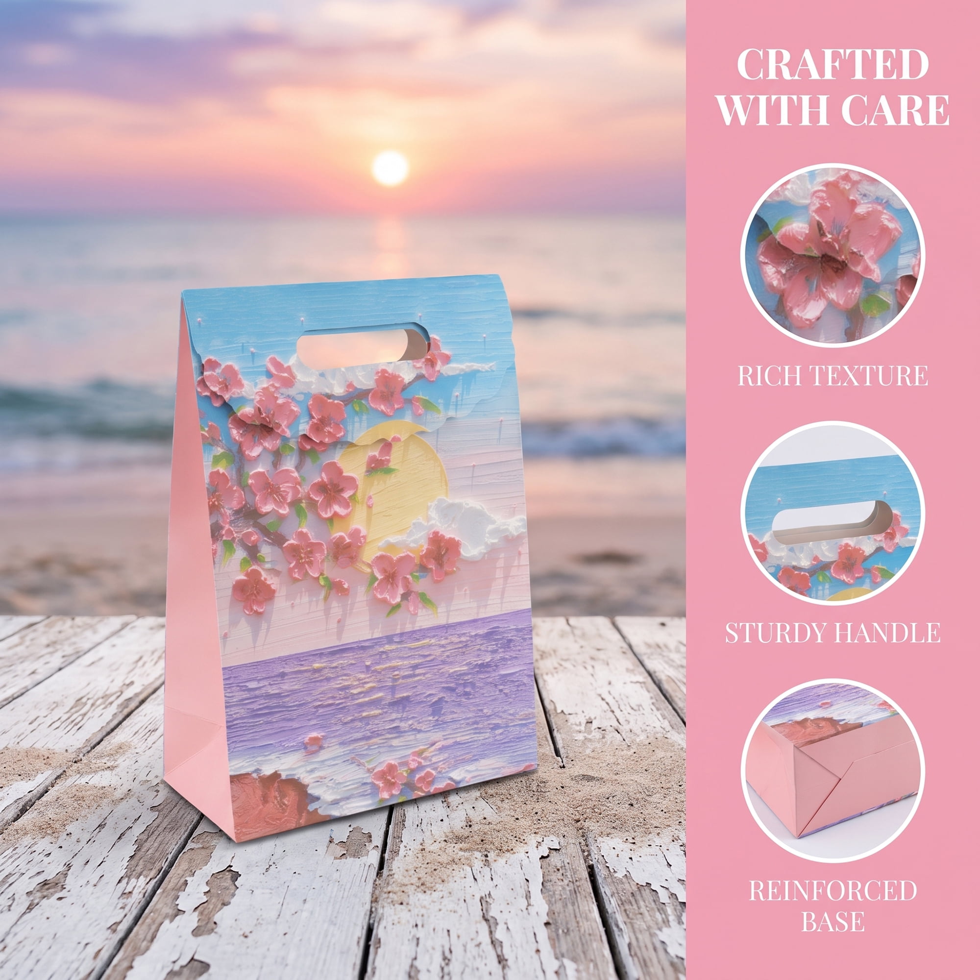 Unique Bargains Thickened Gift Bags with Comfortable Handles Sea Moon 7.5" x 3.5" x 10.6"