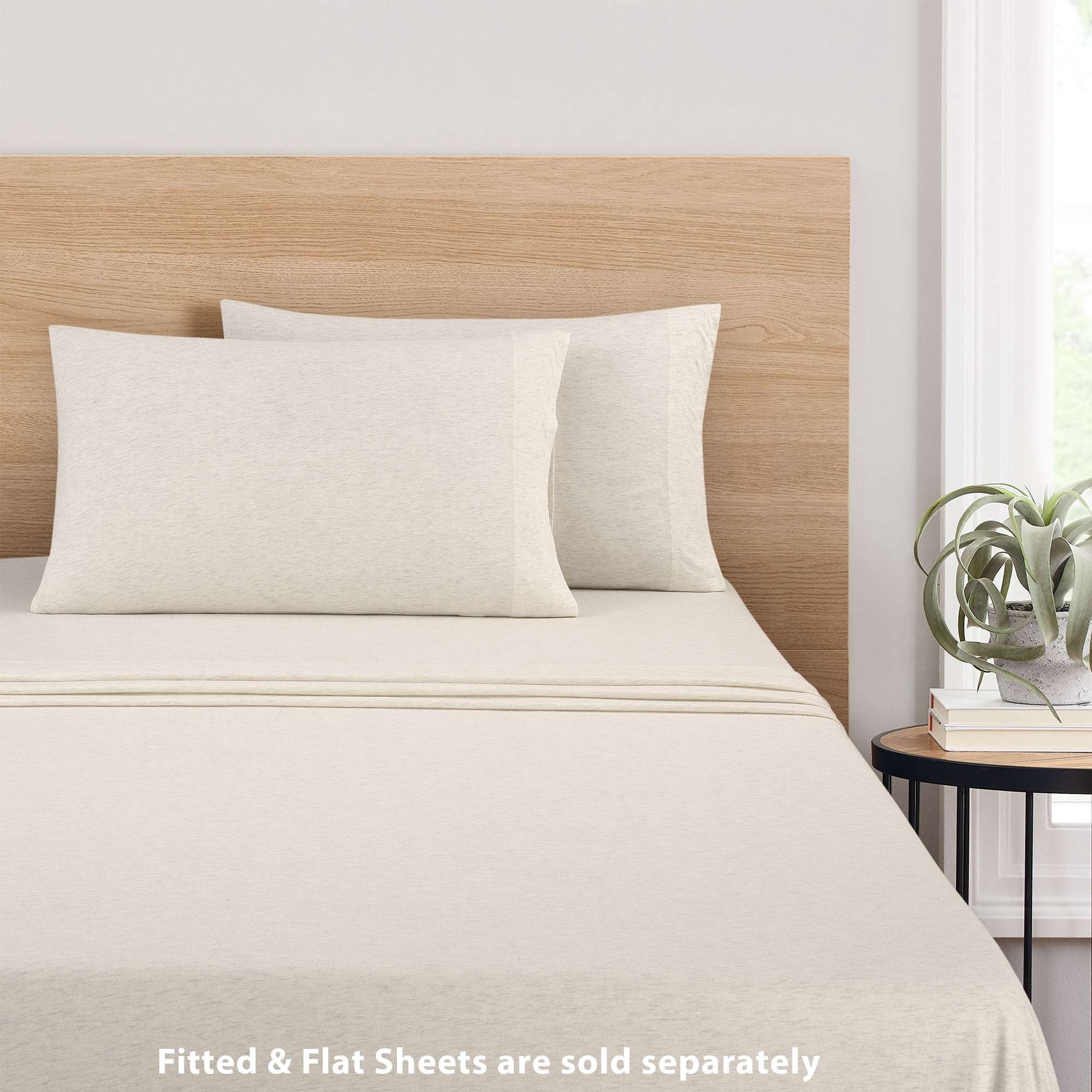 Mainstays Extra Soft Jersey Pillowcase Set, Standard/Queen, Oatmeal, 2 Pieces