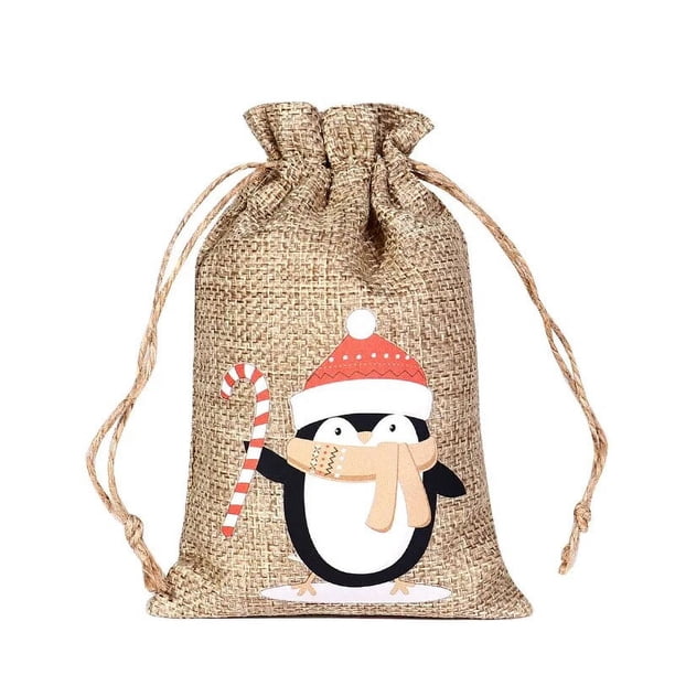 Bolsa de almacenamiento de dulces de Navidad, decoración de árbol de Navidad, medias de lino, bolsas de dulces de navidad, regalos de Papá Noel, Año Nuevo, 2023