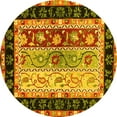 thumbnail image 1 of Ahgly Company Indoor Round Abstract Yellow Contemporary Area Rugs, 4' Round, 1 of 4