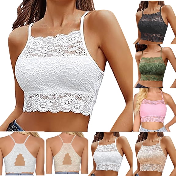 Mlkoz Wireless Bra Women's Lace Camisole Stretch Half Cami Breathable Bra Comfortale Lace Bralette Top for Lady Girls