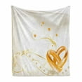 thumbnail image 1 of Wedding Soft Flannel Fleece Throw Blanket, Wedding Rings Entangled in Shape of Heart 3D Style Romantic Design Art Print, Cozy Plush for Indoor and Outdoor Use, 50" x 60", Marigold White, by Ambesonne, 1 of 6