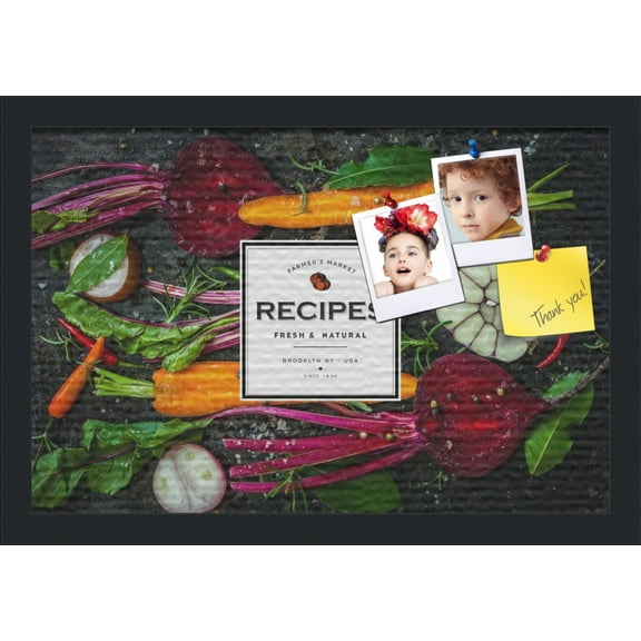 PinPix 18x12 Custom Cork Bulletin Board Root Vegetables Poster Board Has a Fabric Style Canvas Finish, Framed in Root Vegetables, by ArtToFrames (PinPix-1361)