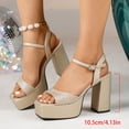 thumbnail image 2 of SACFOF Platform Sandals Women High Heels Fish Mouth Open Toe Platform Heels Chunky Heel Ankle Strap Wedding Party Dress Shoes, 2 of 6