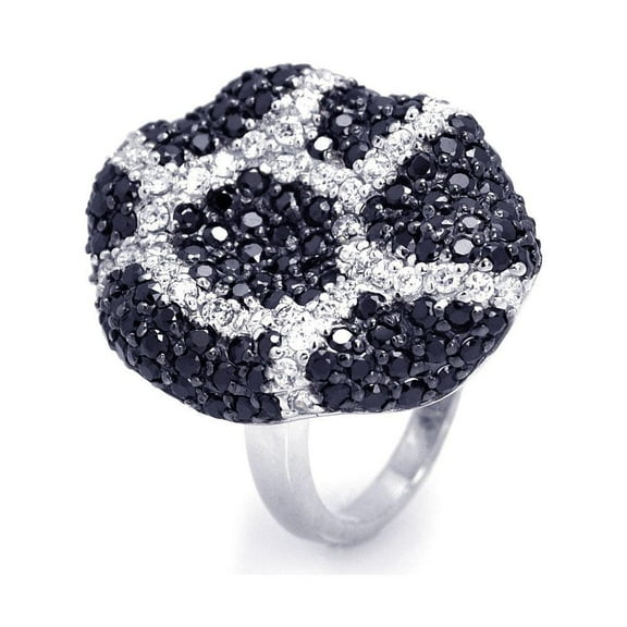 Sterling Silver 925 Rhodium Plated Black CZ Spider Web Wave Wide Ring Jewelry Female Size 8