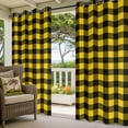 thumbnail image 5 of Outdoor Curtains for Patio Waterproof, Black Yellow Plaid Windproof Pravicy Outside Porch Blackout Curtain, Retro Country Buffalo Check Gingham Sun Blocking Grommets Curtains for Cabana 54"x108", 5 of 9
