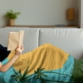 thumbnail image 3 of Hula Girl Soft Flannel Fleece Throw Blanket, Woman Playing Ukulele by the Sun Musical Island Vacation Spots, Cozy Plush for Indoor and Outdoor Use, 50" x 60", Mustard Olive Green, by Ambesonne, 3 of 5