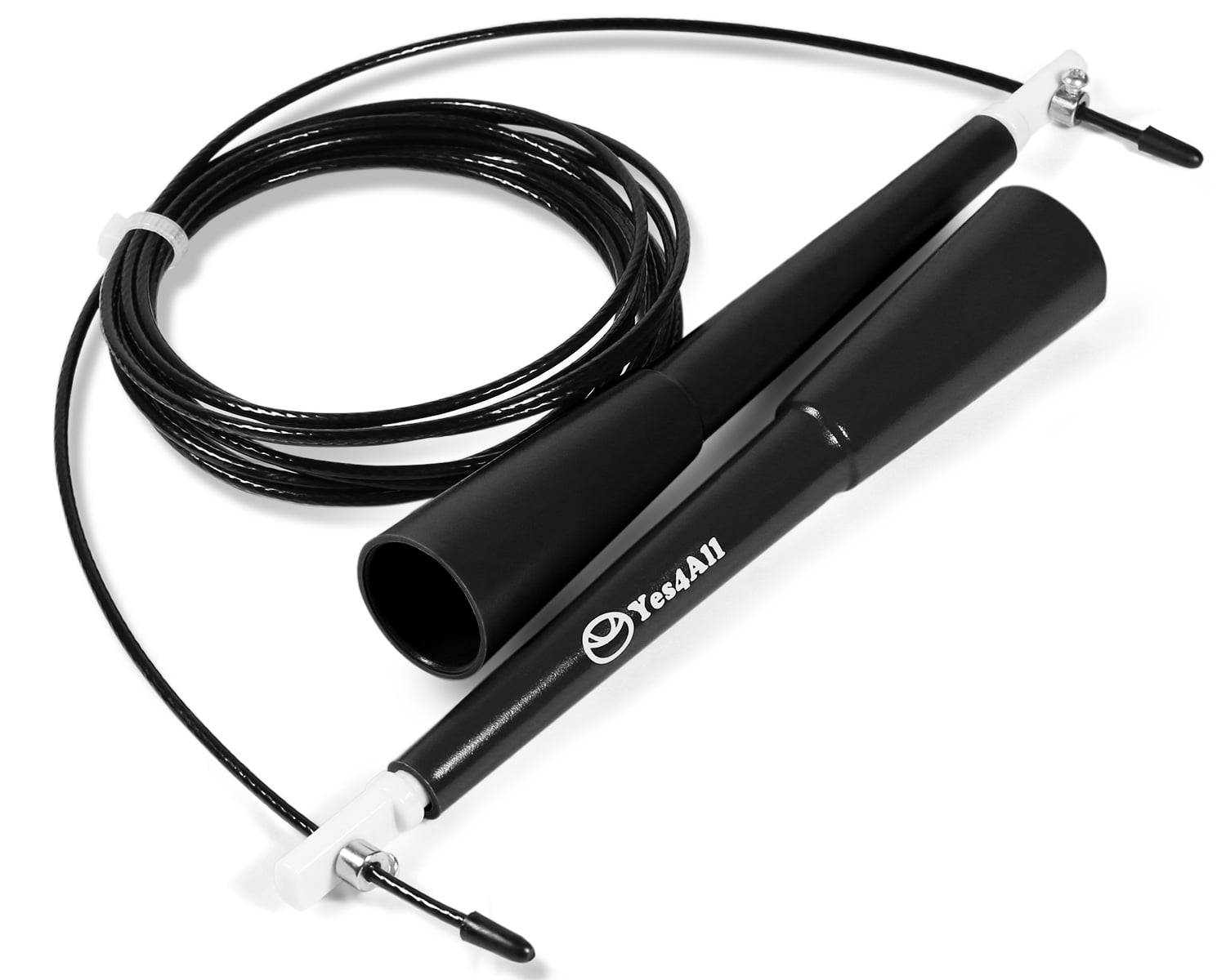 Yes4All Ultra Speed Cable Jump Rope Adjustable Up to 9ft (Black