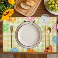 thumbnail image 4 of Spring Easter Placemats Set of 4, Yellow Plaid Bunny Colorful Eggs Floral Placemats for Dining Table, Place Mats for Kitchen Tabletop, Waterproof Wipeable Dining Table Mats Set, 4 of 9