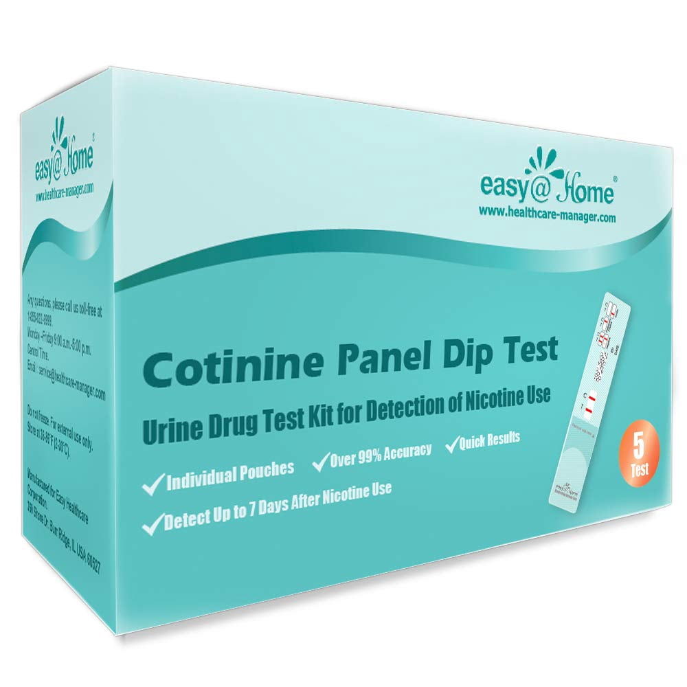 Easy@Home 5 Pack Nicotine Cotinine Urine Dip Test Strips Kit, 200 ng/mL