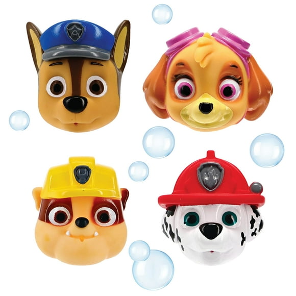 Set de juguetes Squirt de Nickelodeon Paw Patrol Chase, Marshall, Rubble y Skye para que los niños se diviertan a la hora del baño, multicolor, 4 piezas