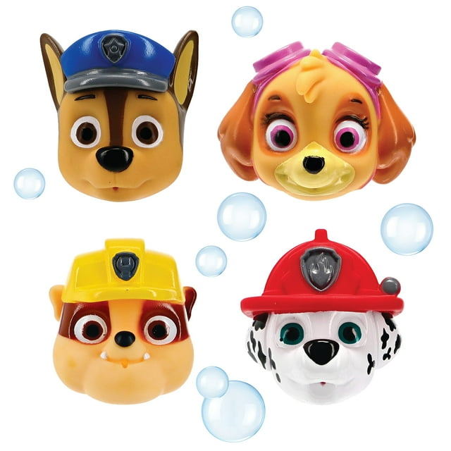 Set de juguetes Squirt de Nickelodeon Paw Patrol Chase, Marshall, Rubble y Skye para que los niños se diviertan a la hora del baño, multicolor, 4 piezas
