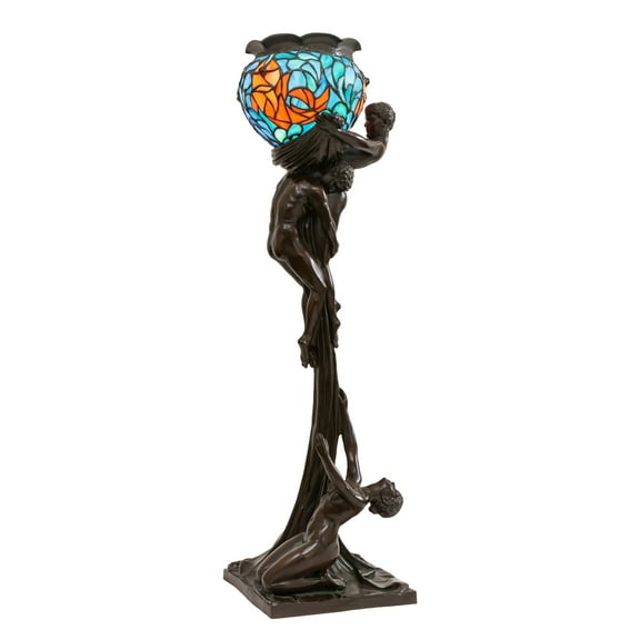 10708 Meyda 35" High Lovers' Trangle W/Tiffany Goldfish Table Lamp