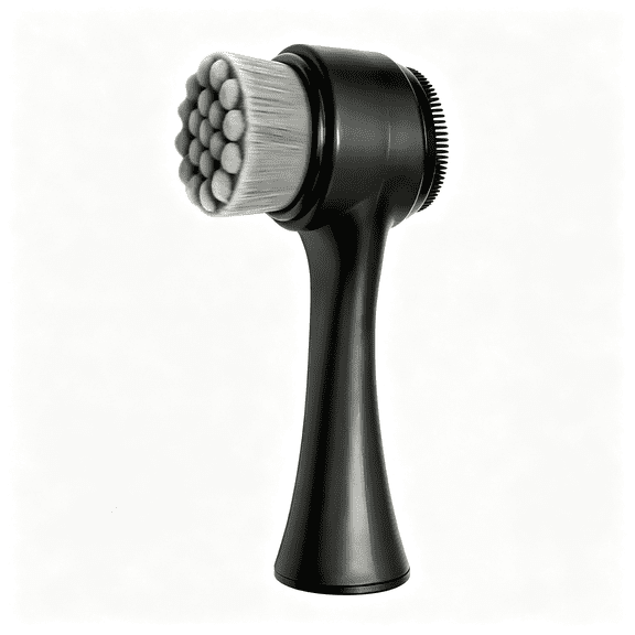 BPPEG 2-in-1 Facial Cleansing Brush, Dual-Sided Exfoliating Face Scrubber with Silicone & Bamboo Charcoal Fiber for Deep Pore Cleaning, Massage, and Daily Skin Care (Black, Boxed)