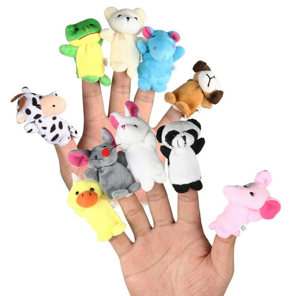 OUNONA LEORX 10pcs Cartoon Animal Finger Puppets Dolls Props Toys (Random Pattern)