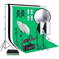 thumbnail image 1 of Mastery Brand Kit de Luces para Fotografia, Kit de Iluminación Fotográfico Profesional: Softbox, Set Sombrillas, Focos 45w luz led, Ciclorama Pantalla Verde de Fondo 2x3m para Streaming, Videos y Foto, 1 of 9