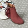 thumbnail image 2 of Puntoco Winter Warm Boots Clearanc Women'S Shoes Casual Fringe Plaid Fringed Splicing Retro Frosted Suede Mid Heel Red 9.5(43), 2 of 3