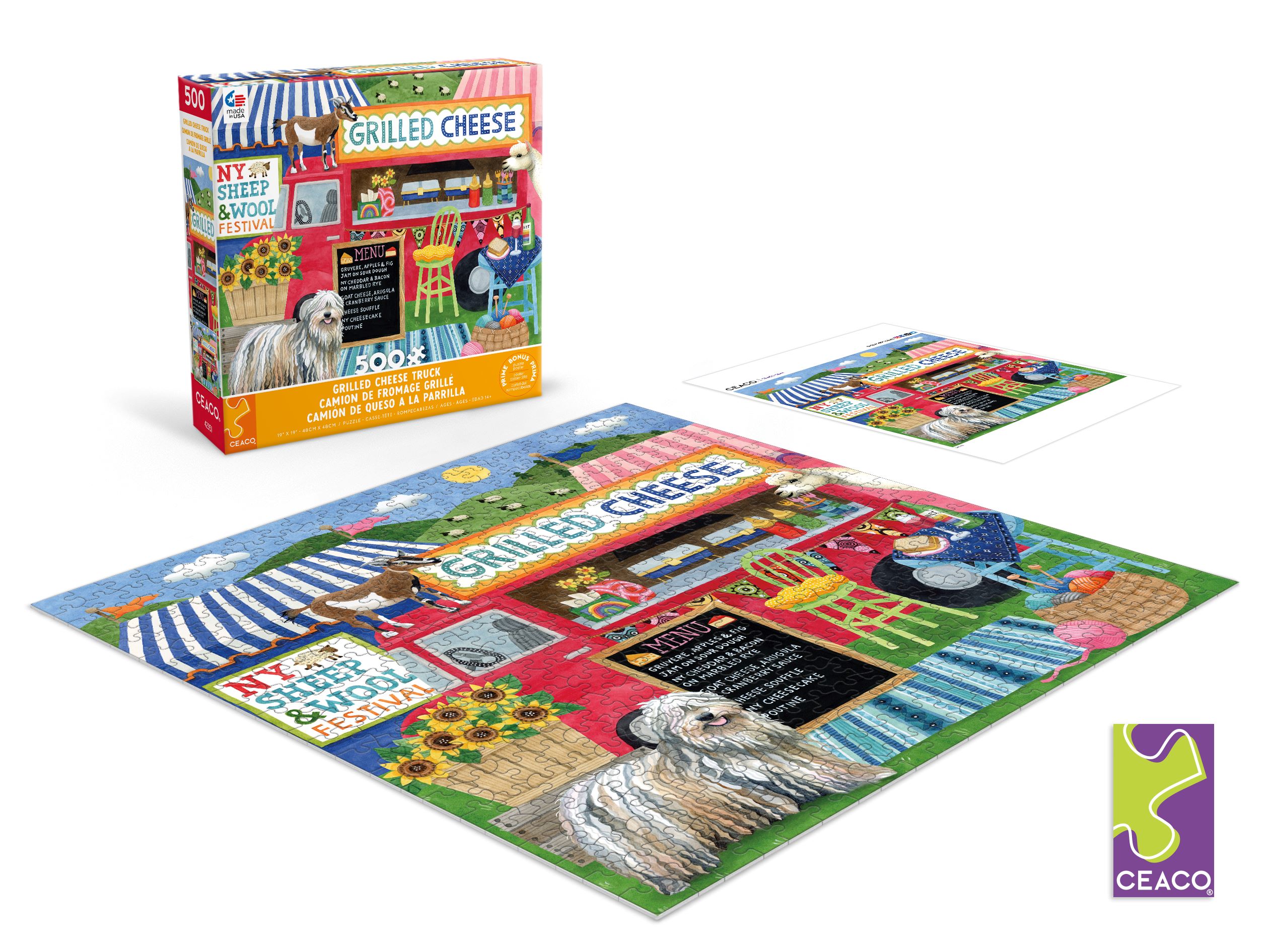 Ceaco Stephanie Peterson Jones Grilled Cheese Truck 500-PC Interlocking Jigsaw Puzzle for Adults Ages 14+