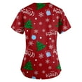 thumbnail image 3 of Stralyhd Womens Christmas Scrub Tops Plus Size Medical Nursing Uniform Shirts Stretch Christmas Tree Print Nursing Uniform V Neck Short Sleeve Nurse Shirt with Pockets Wine M, 3 of 3