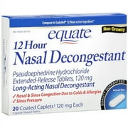 Equate: 12 Hour Non-Drowsy Long-Acting Caplets Nasal Decongestant, 24 ct