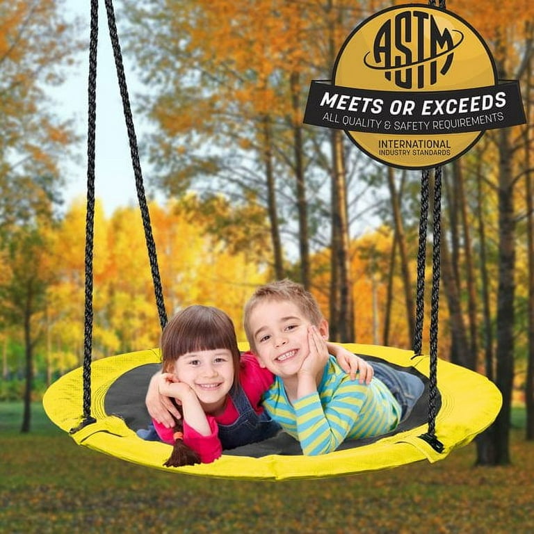 PRINIC Saucer Tree Swing for Kids, Waterproof Flying Saucer Swing with A  Swivel, Hanging Straps, Adjustable Ropes, Easy to Install Round Mat Spinner  Swing for indoor/playground swing set, Yellow 