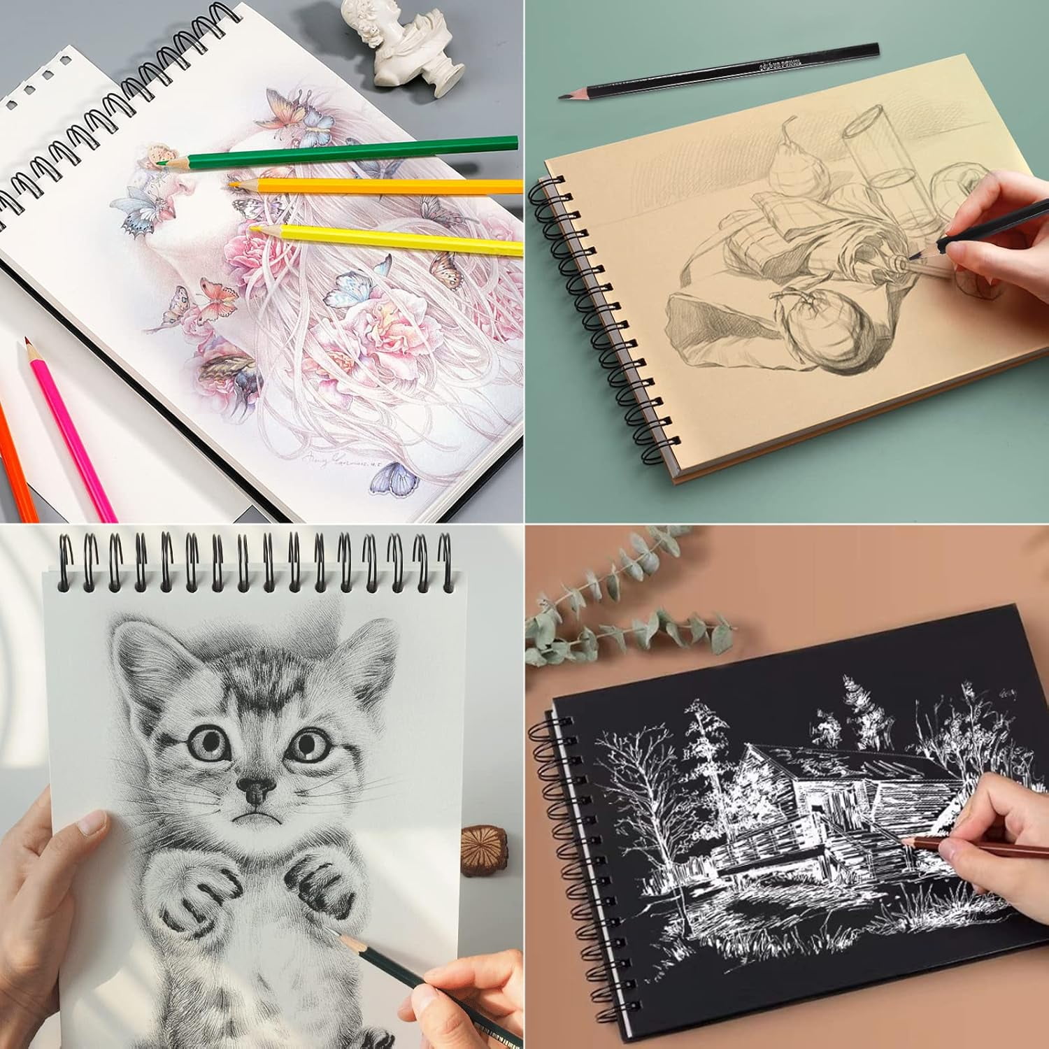 Sketch & Drawing Art Pencil Kit 52 Piece Set, 24 Color Pencil for Coloring Books, Pencil of Graphite & charcoal, 3-color Sketchbook, coloring book Etc, Art Supply Ideal for Adult Student Beginner