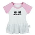 thumbnail image 5 of Pack of 2, Kiss Me I'm Vaccinated & Hug Me I'm Vaccinated Funny Dresses For Baby, Newborn Babies Skirts, Infant Princess Dress, Toddler Frocks (Pink Raglan Dresses, 6-12 Months), 5 of 5
