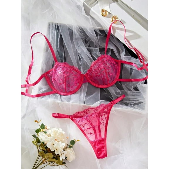 Pink See Through Lingerie Set