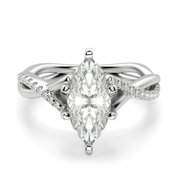 1.00 TCW Marquise Cut Twisted Engagement Ring 925 Silver